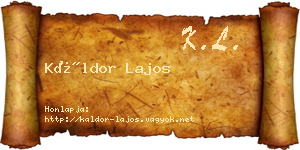 Káldor Lajos névjegykártya